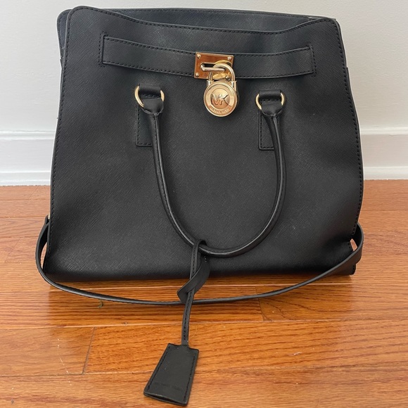 Michael Kors Hamilton Saffiano Leather Tote Black - Picture 1 of 3